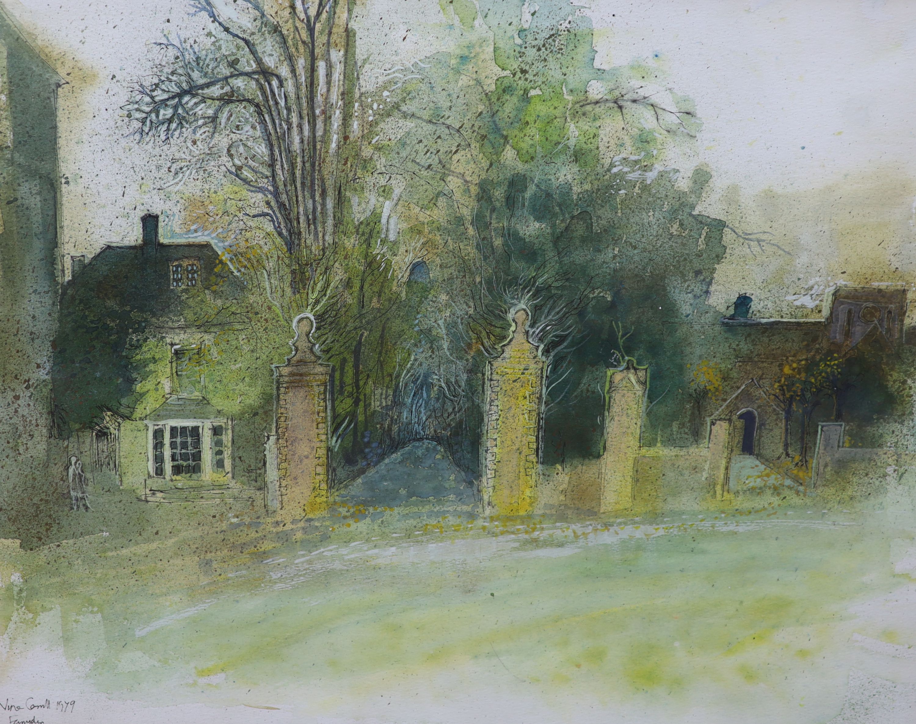 Nina Carroll, ink and watercolour, Faringdon, indistinctly signed and dated 1979, 39 x 48cm